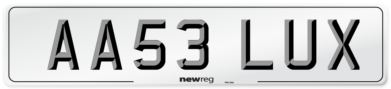 AA53 LUX Number Plate from New Reg